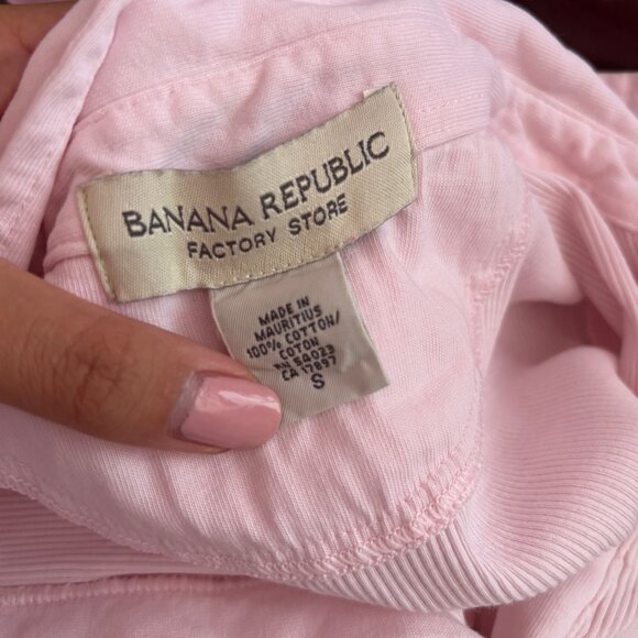 Banana Republic Pink Ribbed Collared Long Sleeve Top Women’s Small - Picture 4 of 6